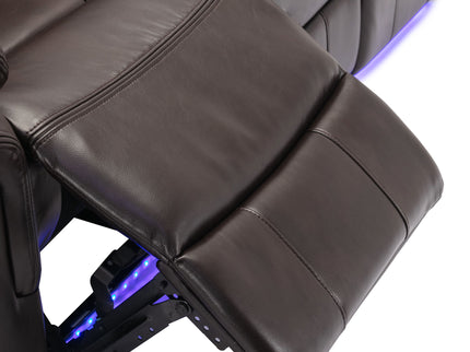 Home Theater Seating Manual Recliner Chair With Center Console And Led Light Strip For Living Room