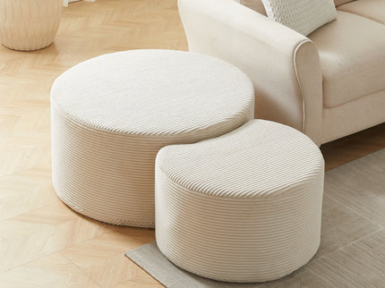 Modern Upholstered Round Coffee Table For Living Room (Set of 2)