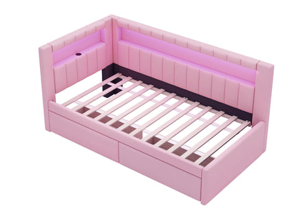 Upholstered Platform Bed With USB Ports And LED Belt
