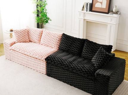 Multifunctional Sofa Pink Black, Fits 4 People