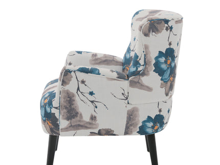 Armchair With Round Arm - White / Blue