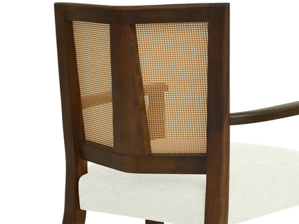 Mid Century Modern Arm Dining Chairs With Rattan Backrest