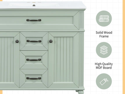 Bathroom Vanity With Sink, Flip-Out Top Drawer, Soft Close Doors, 2 Storage Drawers