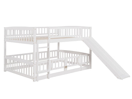 Low Bunk Bed With Slide, Fence And Ladder