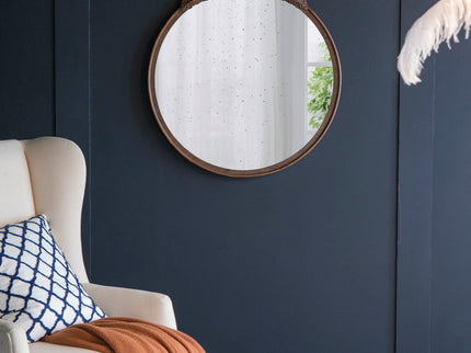 Round Hand Carved Rose Antique Mirror Frame, Wall Mirror For Live Space