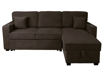 Convertible Sectional With USB / USB - C Port, Storage Chaise, Pull-Out Bed