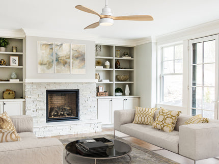 48" Ceiling Fan With Light, Dual Mount (Flush / Downrod), Dimmable LED, Quiet DC Motor, 3 Blades