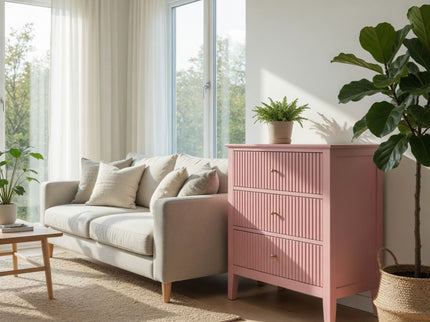 Fluted 3 Drawer Nightstand With Soft Close Slides