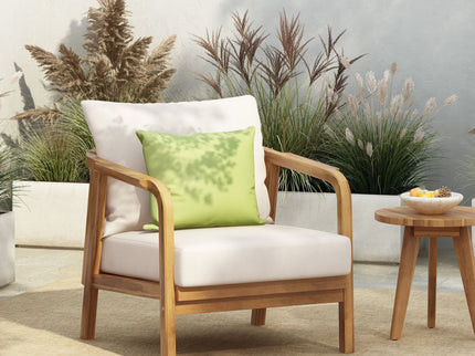 Outdoor Lounge Chair With Woven Backrest, Solid Wood Frame, Comfortable Cushions
