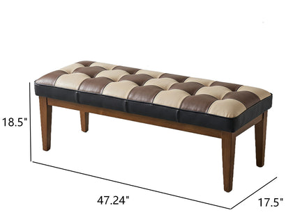 Checkered Bench For Entryway - Black / Brown / Cream