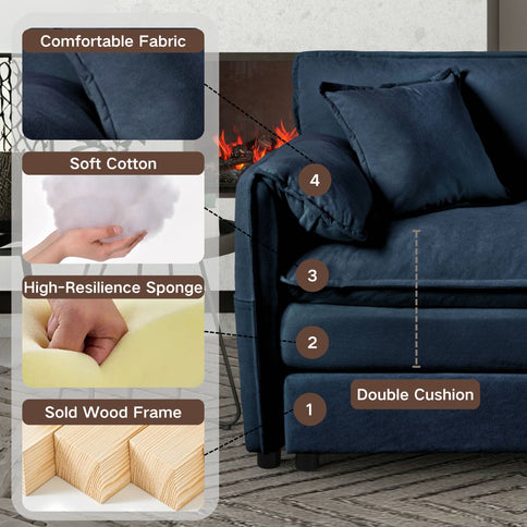 Modern Oversized Accent Chair, Comfy Single Sofa With Large Seat (Set of 2)