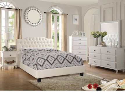 Modern Bed Frame With Tufted Upholstered Headboard