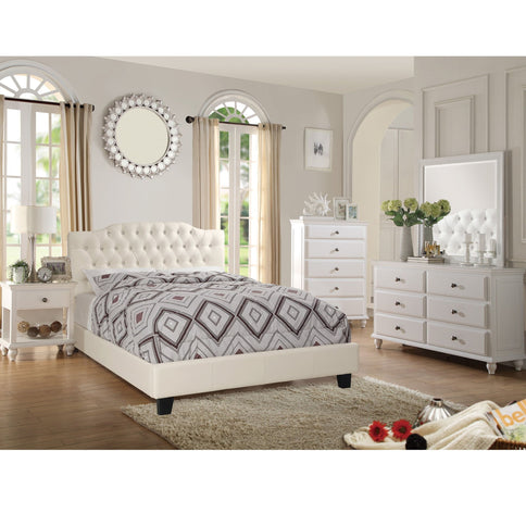 Modern Bed Frame With Tufted Upholstered Headboard