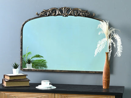 Handmade Arched Mirror, Ornate Baroque For Entryway - Antique Bronze