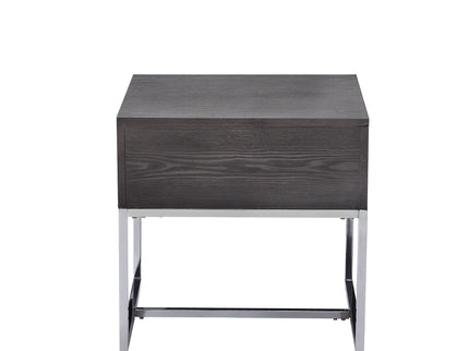 Iban - End Table - Gray Oak / Chrome