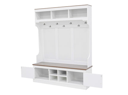 Farmhouse Hall Tree With Bench And Shoe Storage