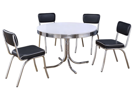 Marla - 5 Piece Dining Set With Round Table And Upholstered Chairs - White