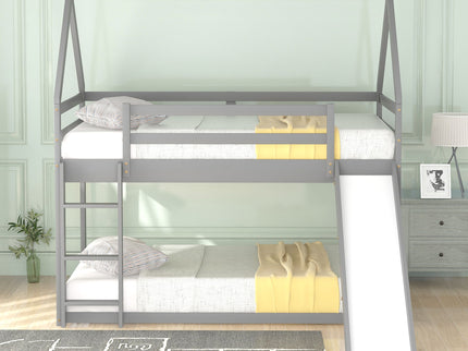 House Shape Bunk Bed With Slide And Ladder