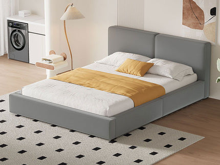 Upholstered Platform Bed, Grounded Bed With Solid Frame