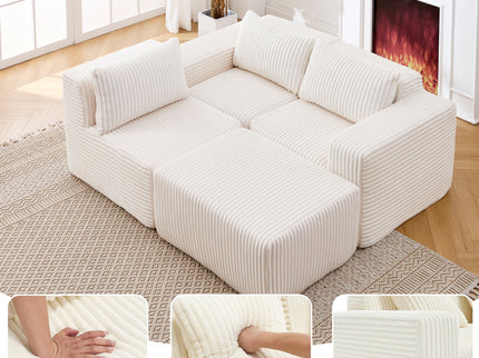 L - Shape Modern Minimalist Modular Sectional Sofa, Upholstered Cloud Couch With Deep Seats