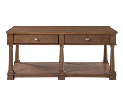 Coffee Table With 2 Storage Drawers & Lower Open Shelf