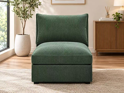 Armless Chair With Design For Living Room - Dark Green
