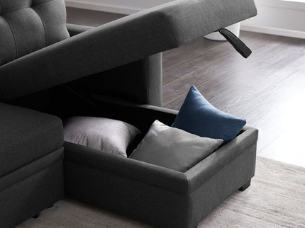 Upholstered Pull Out Sectional Sofa With Chaise