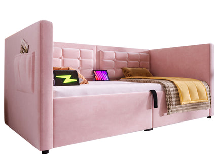 Upholstered Daybed With Hydraulic Storage And USB / Type - C Charging