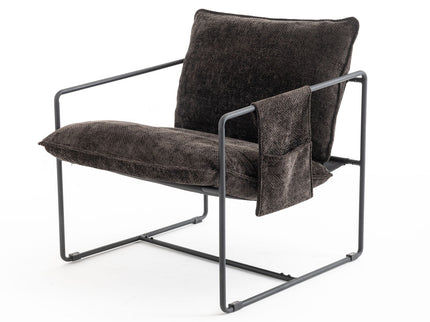 Upholstered Hanging Armchair With Arm Pocket Metal Frame (Set of 2), Crushed Foam Cushions And Skin-Friendly Braid For Living Room And Bedroom
