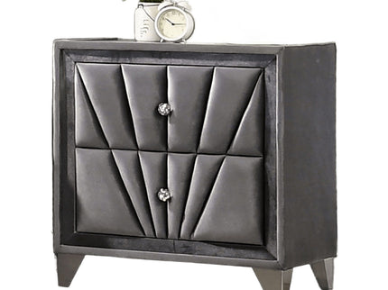 Nightstand, 2 Drawer Upholstered Frame - Gray