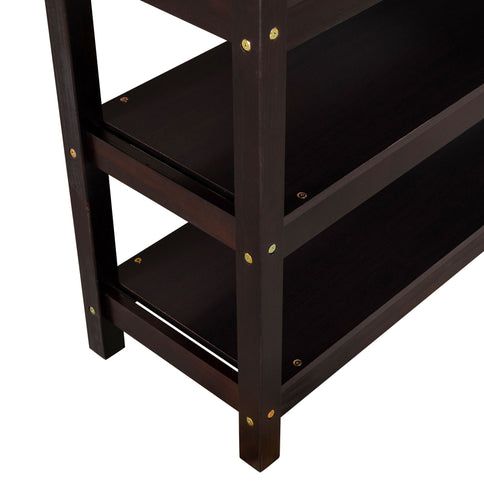Loft Bed With Storage Shelves And Under Bed Desk