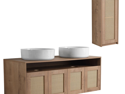 Bathroom Vanity With Art Sink And Side Cabinet, Float Mounting Design