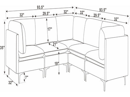 Upholstered Modular Sectional With Tall Legs