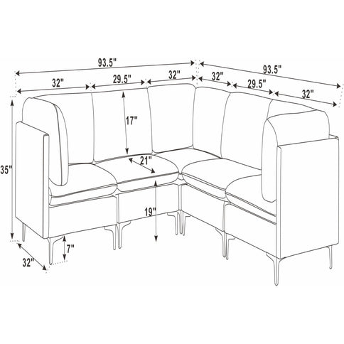Upholstered Modular Sectional With Tall Legs