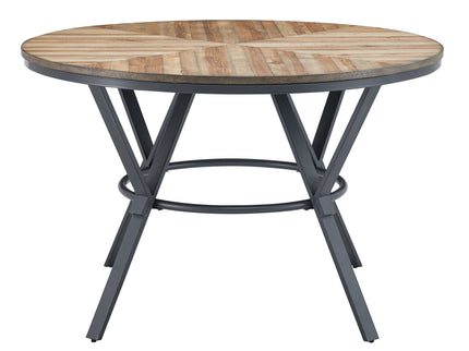 Modern Style Indoor Dining Round Table With Metal Legs - Light Birch