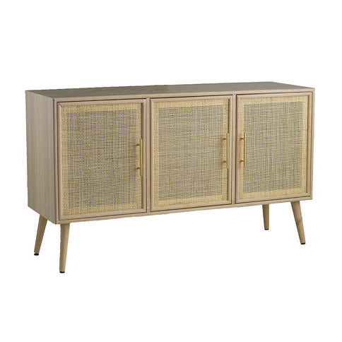 Wooden Accent TV Cabinet With 3 Doors - Brown