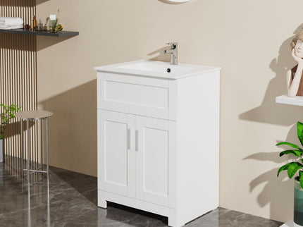 Sink Bathroom Vanity Laundry Cabinet Combo - White
