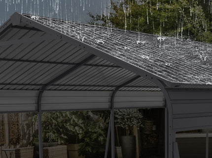 Metal Carport 13 X 26.5 Ft Heavy Duty With Galvanized Steel Roof Metal Garage Canopy With Galvanized Steel Roof & Frame Car Tent Outdoor Storage Shed For Car Boats And Truck - Gray