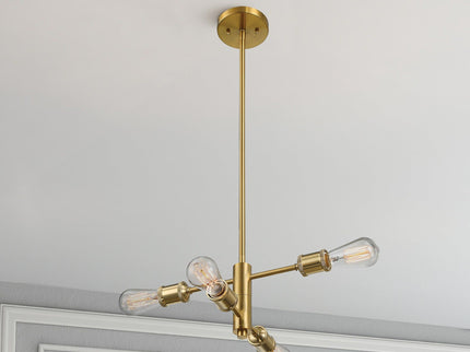 Trellis - 4 Lights Modern Gold Chandelier Vintage Pendant Fixture For Living Room - Clear / Gold