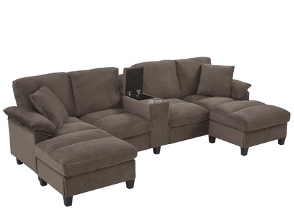 Modern U-Shaped Sectional Sofa With Storage Ottomans