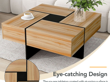 Wallace - Coffee Table With 4 Hidden Storage Compartments - Brown