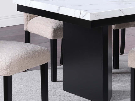 2 Tone Dining Table Set With Upholstered Side Chairs