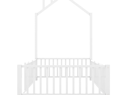 Metal House Platform Bed With Guardrail And Chimney
