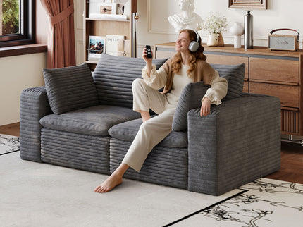 Cloud Sofa, Deep Seat Couches, Removable Cushion For Living Room - Dark Gray
