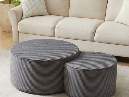 Modern Upholstered Round Coffee Table For Living Room (Set of 2)