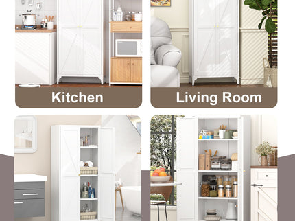 Adjustable 2 Door Kitchen Pantry Cabinet With Striped Design