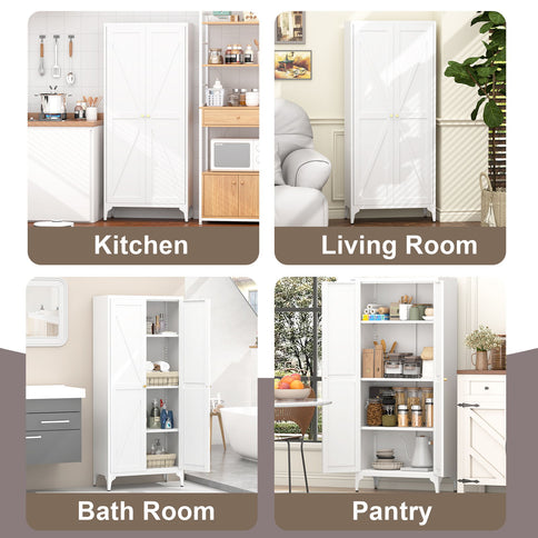 Adjustable 2 Door Kitchen Pantry Cabinet With Striped Design