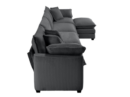 Modular Oversized Cushion Sofa With Ottoman, Low Back, Deep Seating Sofa Set