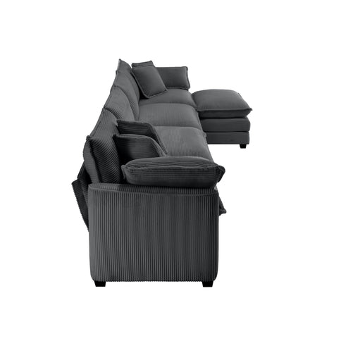Modular Oversized Cushion Sofa With Ottoman, Low Back, Deep Seating Sofa Set