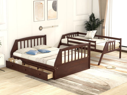 Bunk Bed With Drawers, Ladder And Storage Staircase